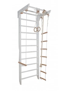 Scaletta a muro bianca con accessori – Centro fitness domestico per bambini e adulti Scaletta a muro bianca con accessori – Centro fitness domestico per bambini e adulti